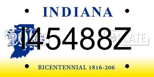 I45488Z Indiana License Plate