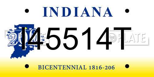 I45514T Indiana License Plate