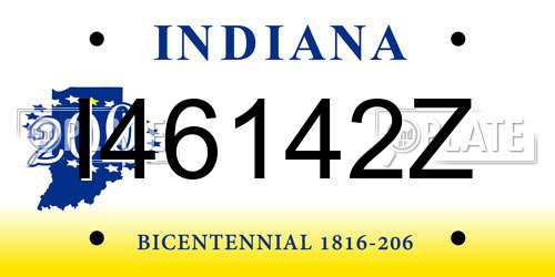I46142Z Indiana License Plate