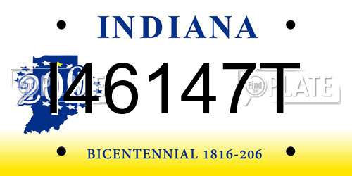 I46147T Indiana License Plate