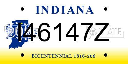 I46147Z Indiana License Plate