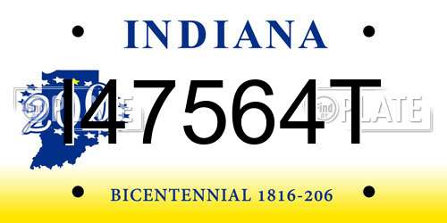I47564T Indiana License Plate