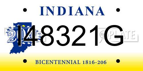 I48321G Indiana License Plate