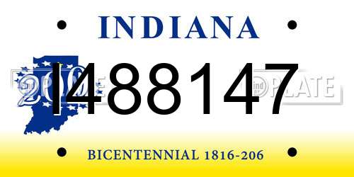 I488147 Indiana License Plate
