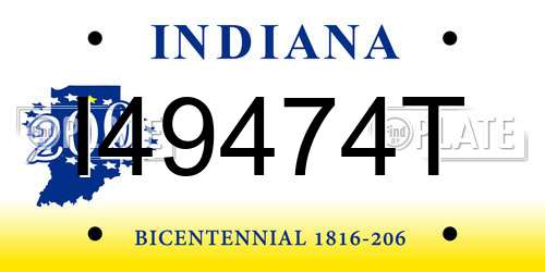 I49474T Indiana License Plate