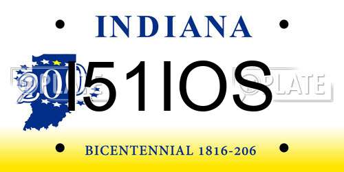 I51IOS Indiana License Plate