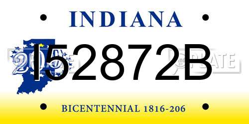 I52872B Indiana License Plate
