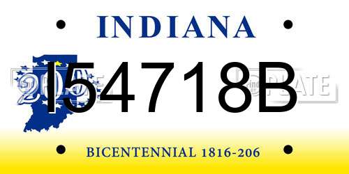 I54718B Indiana License Plate