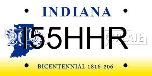I55HHR Indiana License Plate