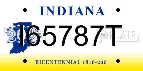 I65787T Indiana License Plate