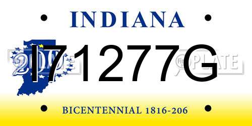 I71277G Indiana License Plate