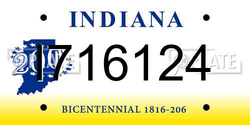 I716124 Indiana License Plate