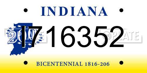 I716352 Indiana License Plate