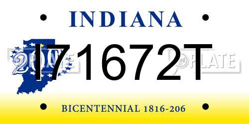 I71672T Indiana License Plate