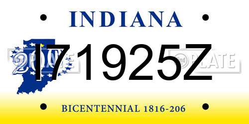 I71925Z Indiana License Plate