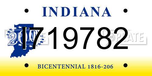 I719782 Indiana License Plate