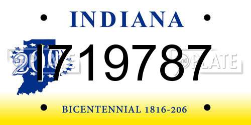 I719787 Indiana License Plate