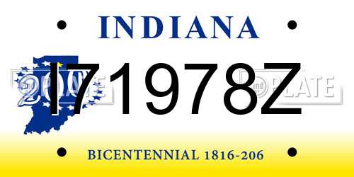 I71978Z Indiana License Plate
