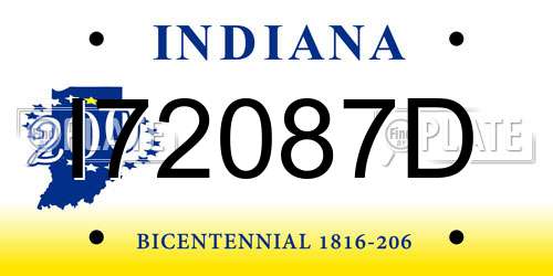 I72087D Indiana License Plate