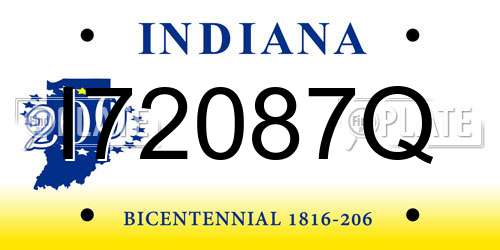 I72087Q Indiana License Plate