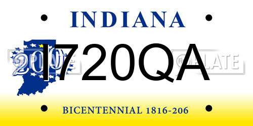I720QA Indiana License Plate