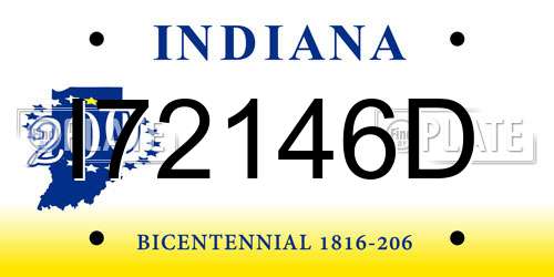 I72146D Indiana License Plate