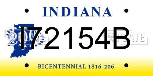 I72154B Indiana License Plate