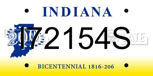 I72154S Indiana License Plate