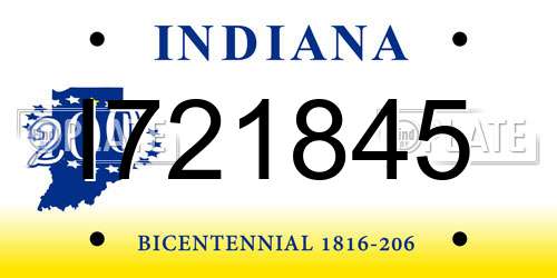 I721845 Indiana License Plate