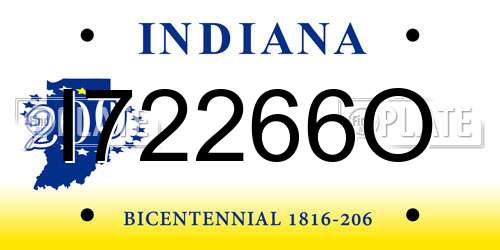 I72266O Indiana License Plate