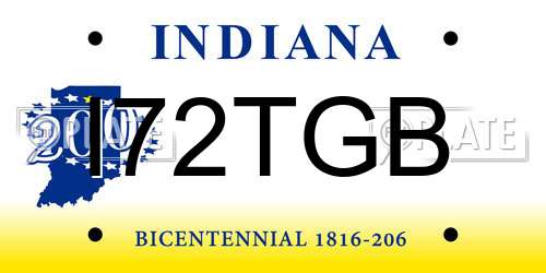 I72TGB Indiana License Plate