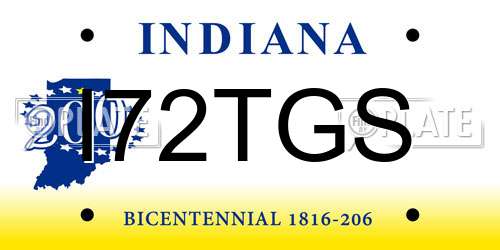 I72TGS Indiana License Plate
