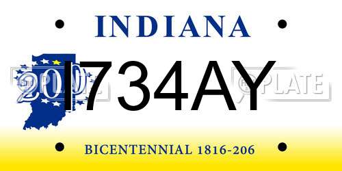 I734AY Indiana License Plate