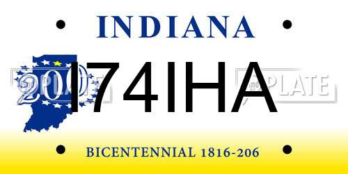 I74IHA Indiana License Plate