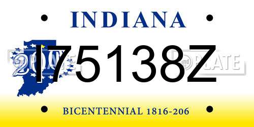 I75138Z Indiana License Plate
