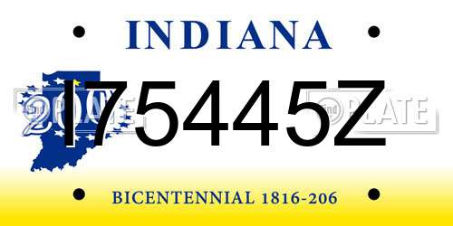 I75445Z Indiana License Plate