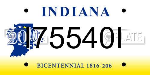 I75540I Indiana License Plate