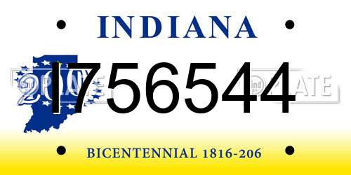 I756544 Indiana License Plate