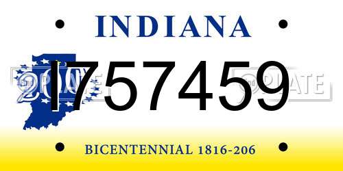 I757459 Indiana License Plate