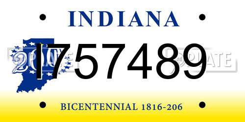 I757489 Indiana License Plate