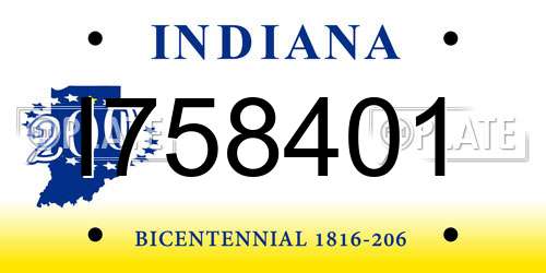 I758401 Indiana License Plate