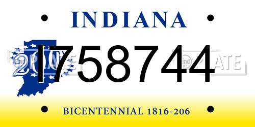 I758744 Indiana License Plate