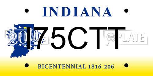 I75CTT Indiana License Plate