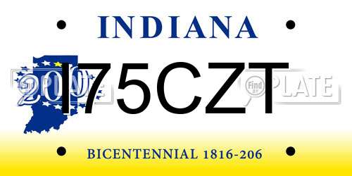 I75CZT Indiana License Plate