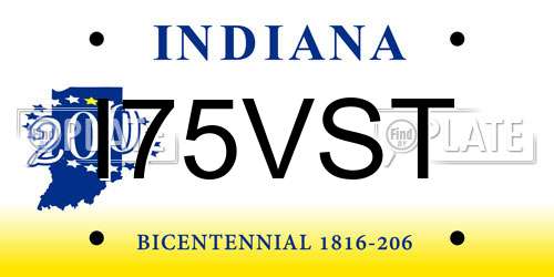 I75VST Indiana License Plate