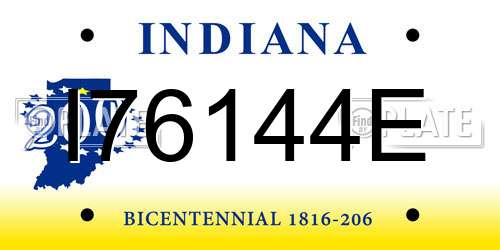 I76144E Indiana License Plate