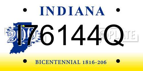 I76144Q Indiana License Plate