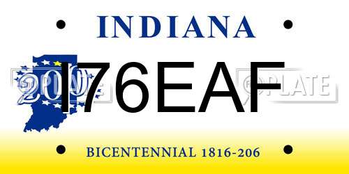I76EAF Indiana License Plate