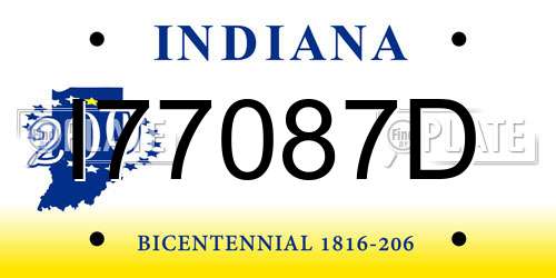 I77087D Indiana License Plate
