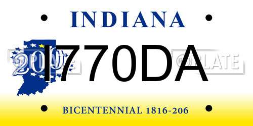 I770DA Indiana License Plate